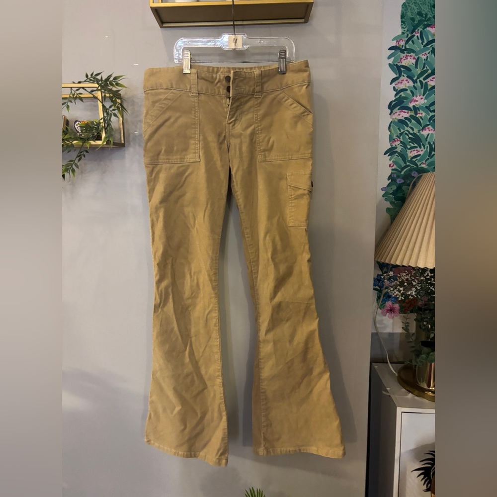 Boot cut corduroy cargo pants- low rise